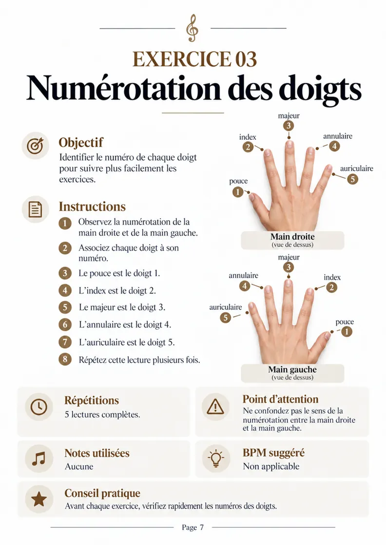 Exercice 03 — Numérotation des doigts